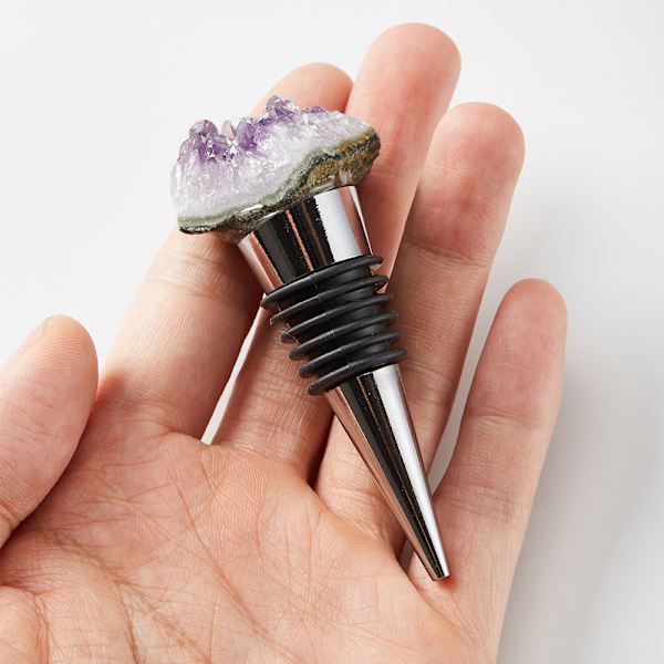 Naturlige ædelstensvinpropper Krystalvinflaskepropper med gaveæske til bryllupsfester og dekoration (Amethyst)
