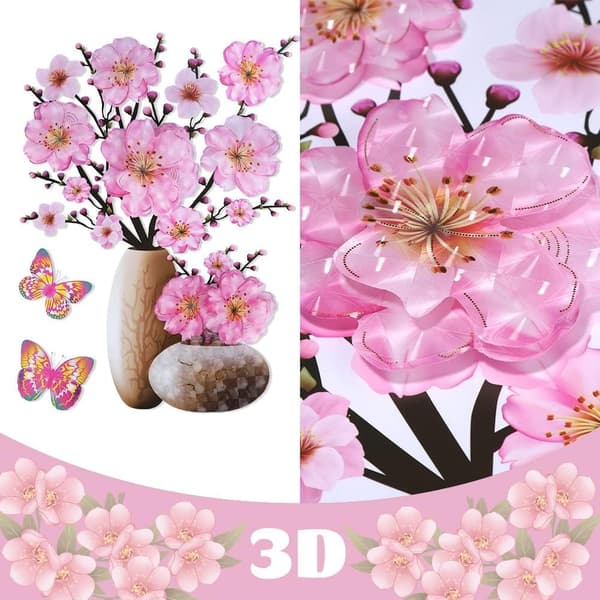 3D Vas Väggdekaler Stereo Blomväggdekaler Ros Blom Väggdekal