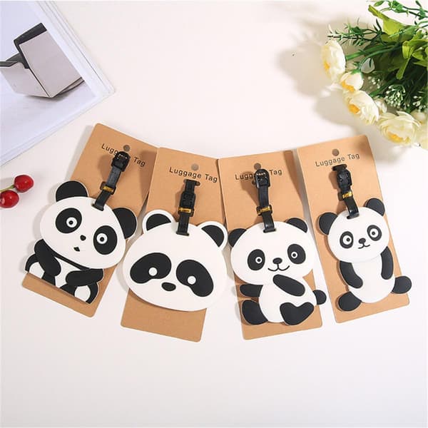 4 stk (Panda) Reisebagasjelapper, Panda Koffer Reise ID-lapp T