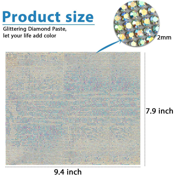 1 stk AB Farge 9,4 x 7,9 Tommers Bling Krystall Rhinestone Klistremerke DIY