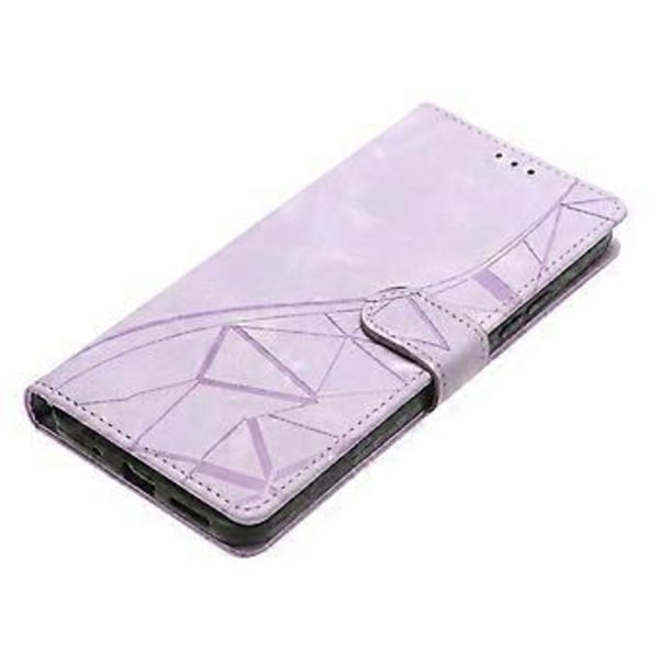 For Honor 400 Lite Etui Wallet Stand Præget Trekantmønster Læder Telefon Flip Cover Purple
