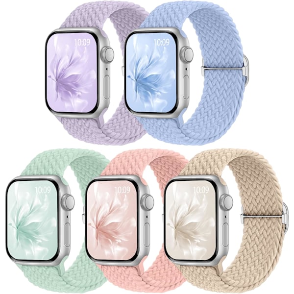 5-pack vävda band lämpliga för Apple Watch-band för kvinnor 442 mm 444 mm 46 mm 49 mm C