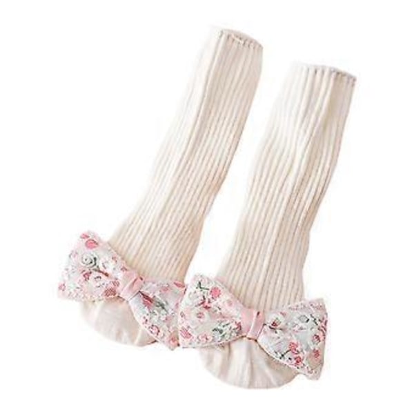 2 st/set Bebisstrumpor Blomma Halkfria Strumpor för 0-24M Spädbarn Flickor Nyfödda Barnstrumpor med Spetsrosettdekorationer Spetsbroderi S Lace embroidery S