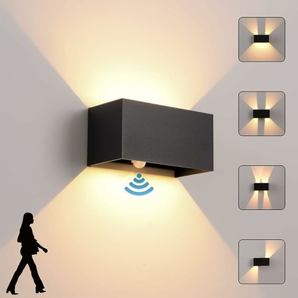 Wall Light Indoor/Outdoor with Motion Sensor，Modern 24W LED Wall