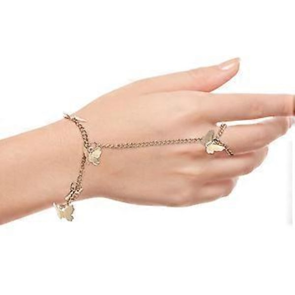Fjäril Handkedja Ring Armband För Kvinnor Justerbart Trendigt Smycke Stilfull Handkedja Armband För Fester Bröllop Och Vardagsbruk