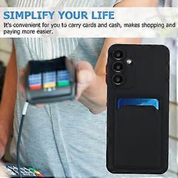 Til Samsung Galaxy A54 5G Etui Kort Slot Mat Fingeraftryksfri Bagside - Sort Black