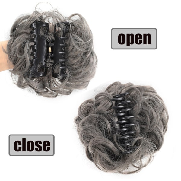 1 stk. (naturlig sort) Hårstykke Gummi Hår Scrunchie Curly Up