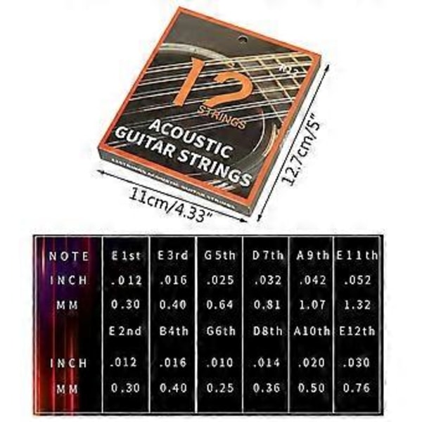 12 stk. Klassiske Fosforbronse Gitarstrenger 1.-12. streng Gitarstrenger for Akustisk Folkegitar Tilbehør