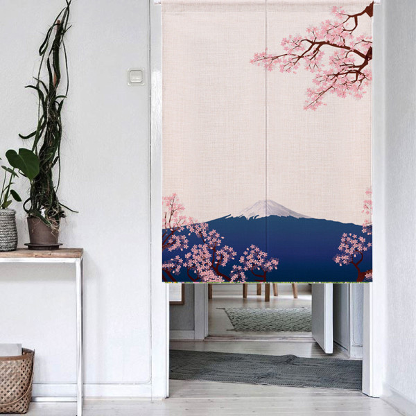 Hjem Japansk døråbningsgardin Cherry Blossom Sakura og Mount Fuj