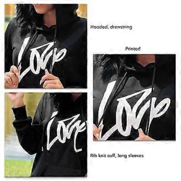 Langærmet Hættetrøje Kjole Dame Casual Ribstrikket Manchet Snøre Printet Pullover Sweatshirt med Lomme