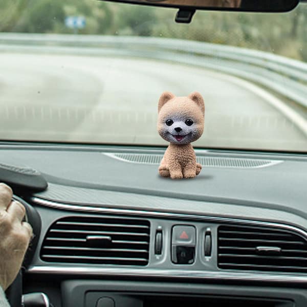 Hunde Bobblehead Bilpynt Instrumentbræt Ryste Hoved Dekoration Shak
