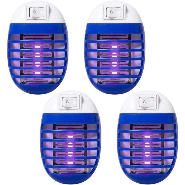 2 stk Elektrisk Myggdreperlampe UV Fluedreper, Plugg Elektrisk Insektdreper Bug Zapper Lampe med Nattelys for Insekter, 4.13*2.36in, marineblå