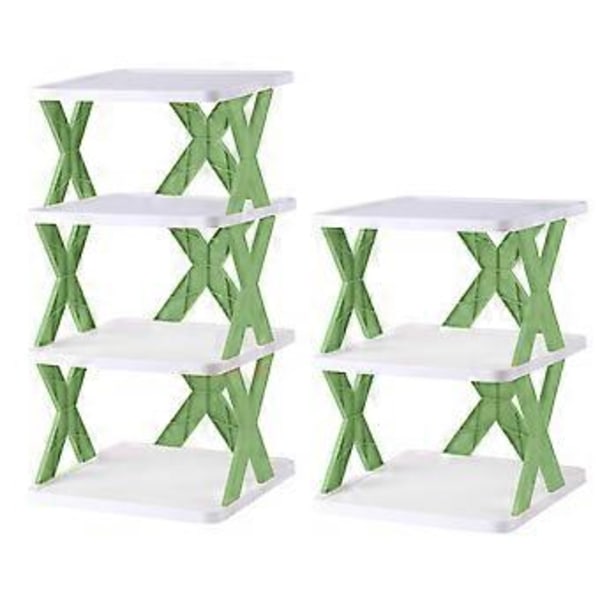 Skohylla Enkel Installation Fri DIY Kombination Stapelbar Utrymmesbesparande Ihålig Förvaring Perfekt Green Triple Layer