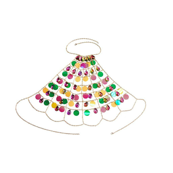 Lagdelt kroppskjede gull rhinestone bh-kjeder festival sommer Bo