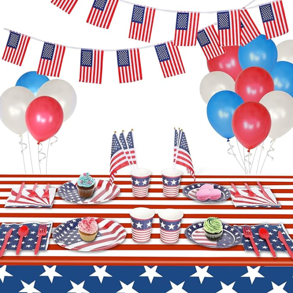 Bordsdukar, 2-pack Amerikansk flagga plast bordsöverdrag (54\" x 10