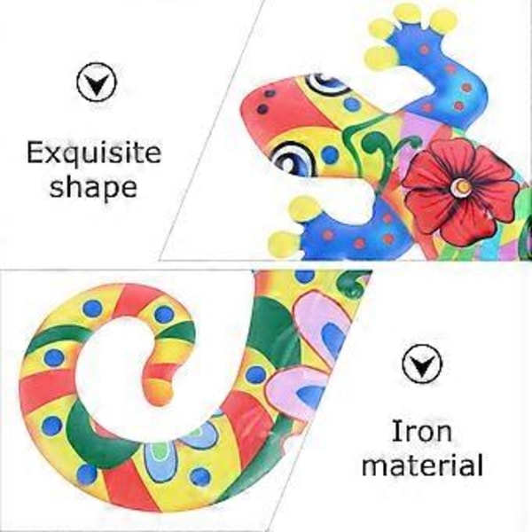 2 stk. Rustfri Jern Gecko Vægdekoration Metal Øgle Ornament til Hjemmehave