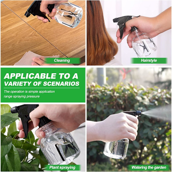 Sprayflaska, 250ml sprayflaska, påfyllningsbar sprayflaska med utlösare, plastsprayflaska, lämplig för hårstyling, resor, växter, 2 stycken