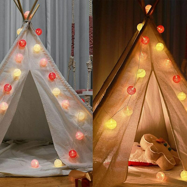 Bomullsboll-Ljusslingor, 3M 20 LED-Ljusslingor Batteridrivna
