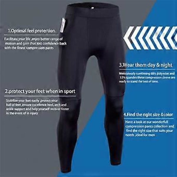 Kompressions Tights Leggings Herr Löpning Sport Träning Gym Fitness Jogging Byxor Snabbtorkande grey XL