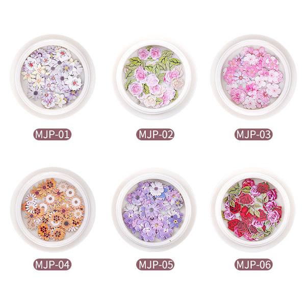 300 st Små Blomstermönstrade Nagelstickers (6 Ask)，3D N