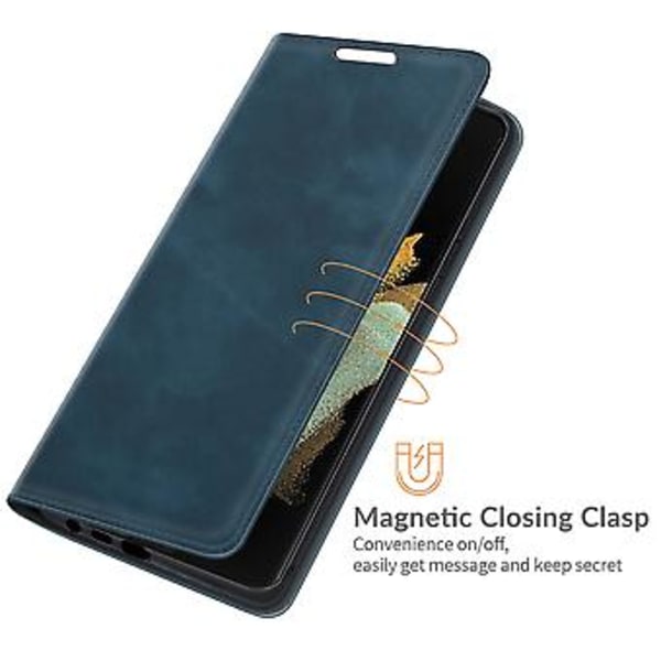 Galaxy S22 Ultra 5G magneettinen nahkainen suojakotelo Dark Blue