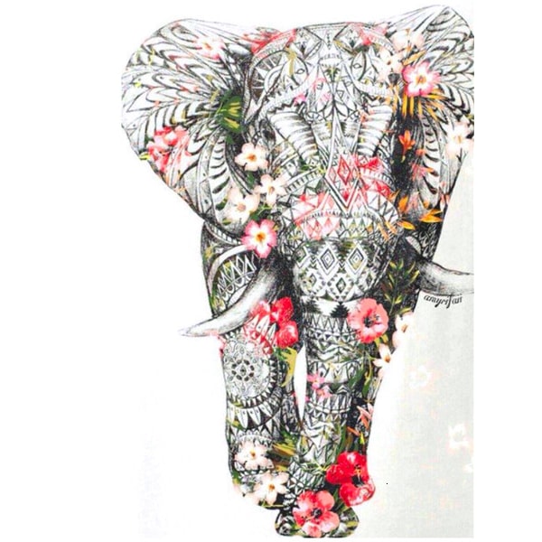 30x40cm 5D DIY Diamantmålning Full,éléphant#E,DIY Diamant Rhine