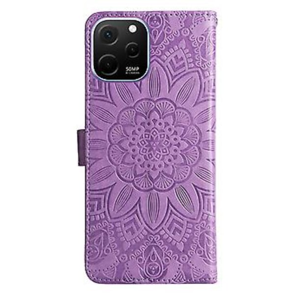 Solros Läder Telefonfodral För Huawei nova Y61 Purple