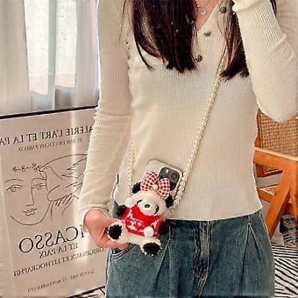 Panda Nyckelring Charmig Pälsig Hänge Söt Väskberlock Mjuk Panda Telefonprydnad Plyschmaterial för Handväska och Plånböcker  Helt rött zodiakentecken All red zodiac sign