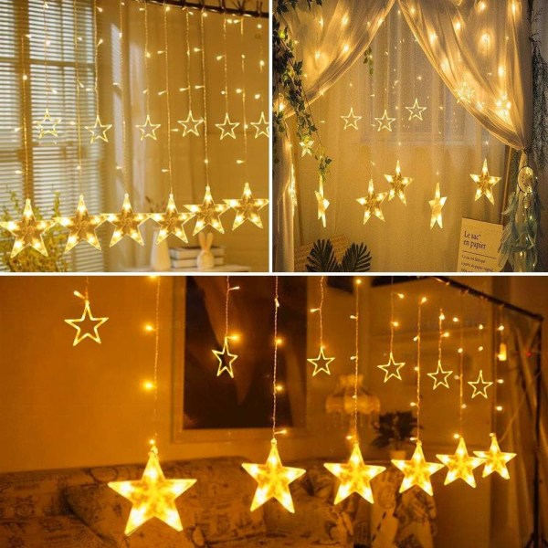 Star Curtain Lights, 138 Led 12 Stars Remote Window Curtain Stri