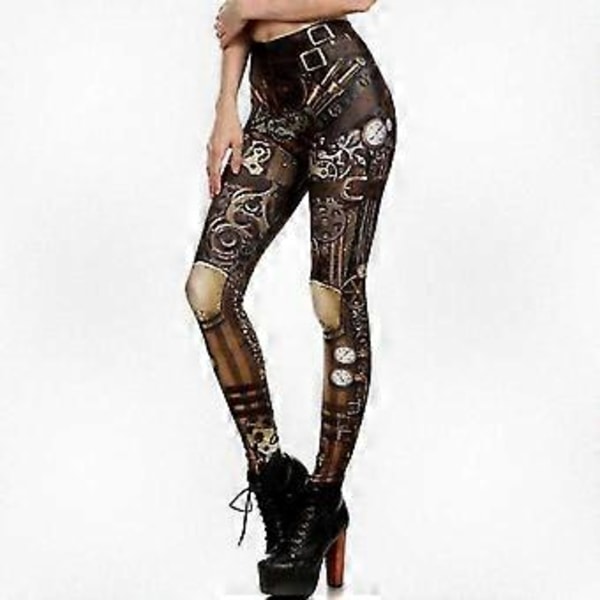 Højtaljede leggings med print til kvinder - Kompressionstights til fitness og sportsaktiviteter XL
