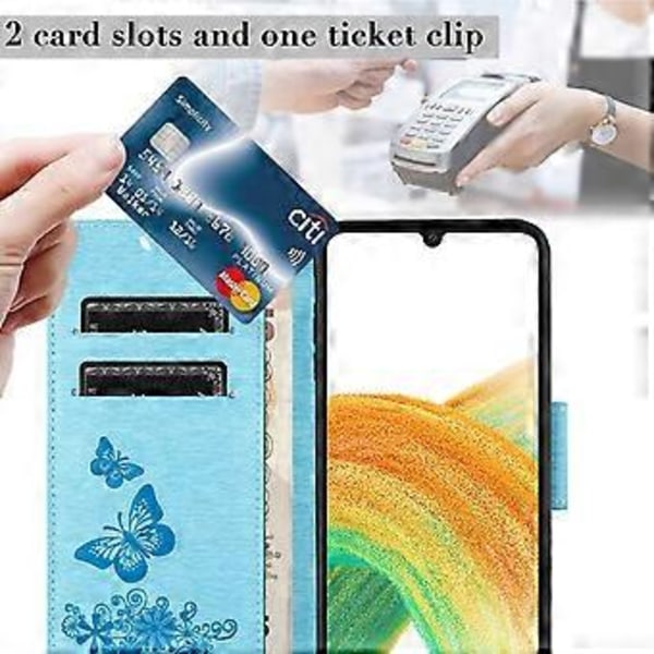 Til Samsung Galaxy A05s 4G Etui Folio PU Læder Sommerfugle Blomster Telefon Cover Style E