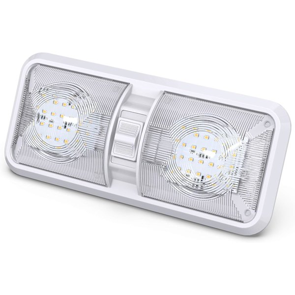 LED Taklampe Dobbel Kuppel Lys DC 12V Armatur med PÅ/AV Bryter
