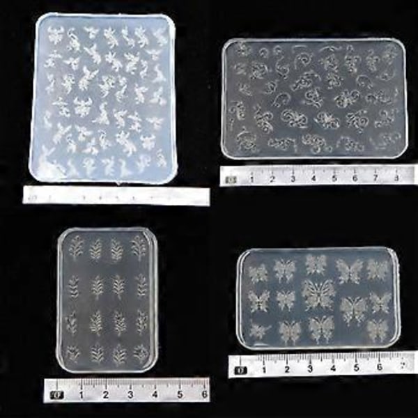 3D Neglekunstform med forskellige mønstre Skabelon Udskærings Sticker Stencil Værktøj Forme til Negleentusiaster og Saloner 16