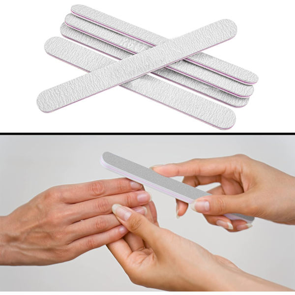 (Grå) 5-pack professionella nagelfilar, dubbelsidiga nagelfilar,