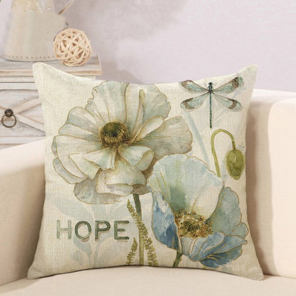 Set med 4 dekorative blomsterputetrekk 45 x 45 cm putetrekk C