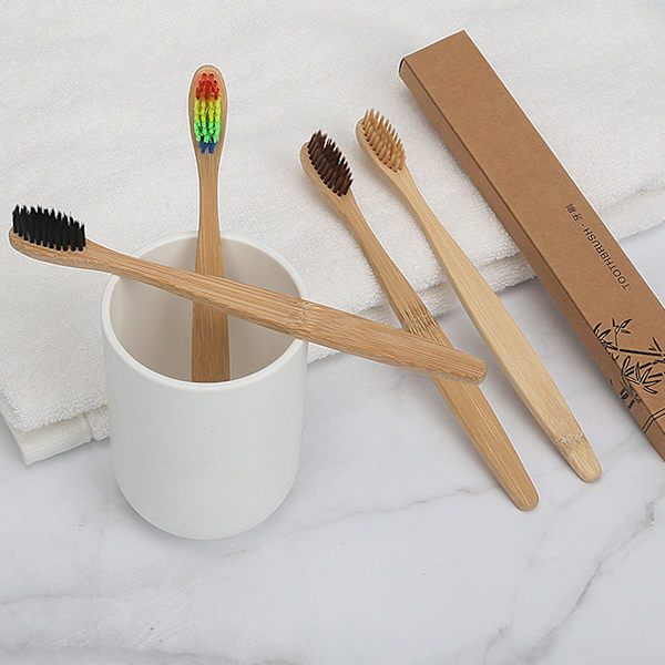 Set med 6 st bambu-tandborstar, mjuk tandborste, biologiskt nedbrytbar N
