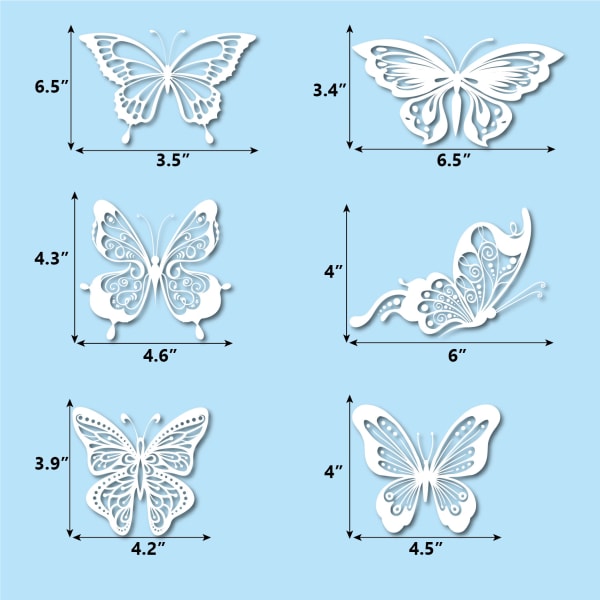 24 kappaletta törmäyssuojattuja leveitä perhos ikkunatarroja ikkunat S