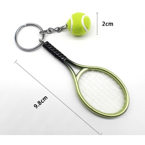 Grön mini tennisracket nyckelring, tennishänge mini sport ca