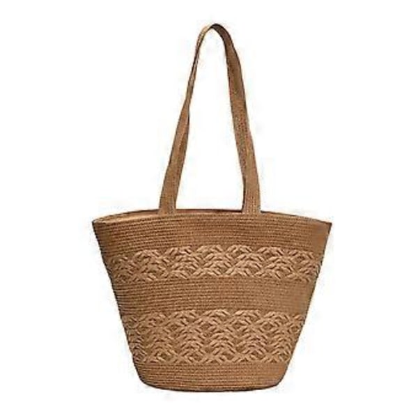 Käytännöllinen olkinen olkalaukku naisille, suuri tilavuus, käsilaukku ulkoiluun, luonnonystävän ja matkailijan laukku, khaki Khaki