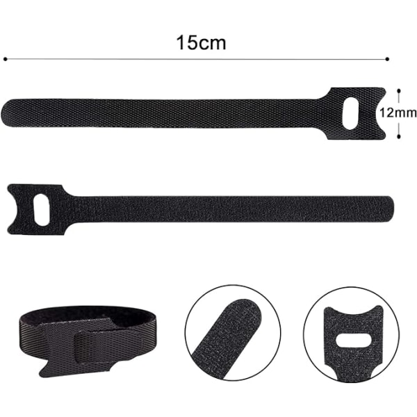 (Black)Cable Ties [50 Pcs], Cable Straps, Reusable Cable Ties, C