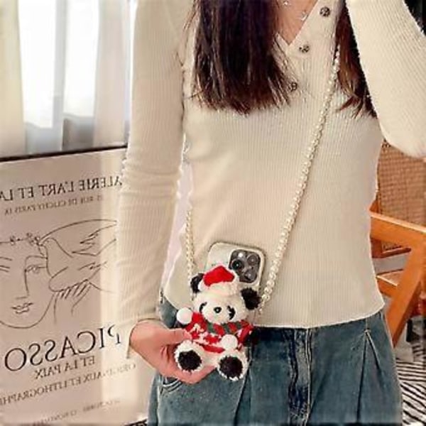 Panda Nyckelring Sött Leksakstillbehör Nyckelring Hänge Panda Mobilberlock Mjukt Plyschmaterial för Ryggsäckar och Väskor grön tröja tomte green sweater santa