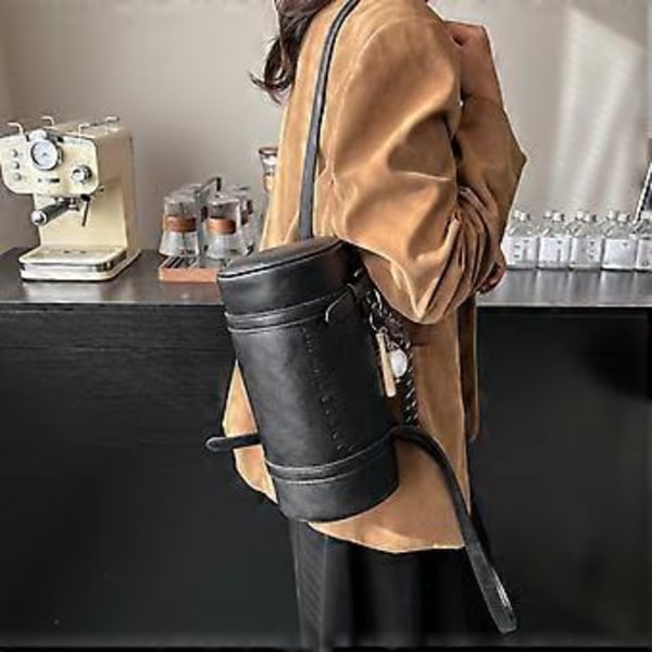 2025 Vinterkollektion Dame Cylinder Håndtaske Stilfuld PU Læder Skuldertaske Multifunktionel Crossbody Taske Grå Gray