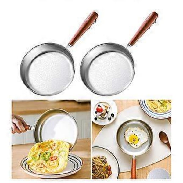 Non-stick Små Stekpannor Rostfritt Stål Platt Botten Kastruller Köksstekpannor Köksredskap Lätt att Rengöra 16cm