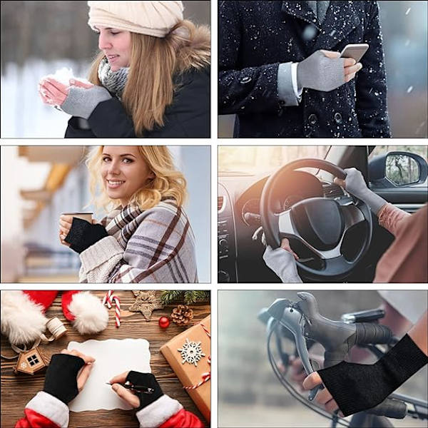 Grå 2 Par Fingerlösa Vantar K cashmere handledsvärmare Termisk Gl