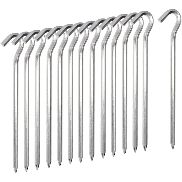14 stk. teltpløkker, 18 cm kraftige metaltelt kroge, letvægts