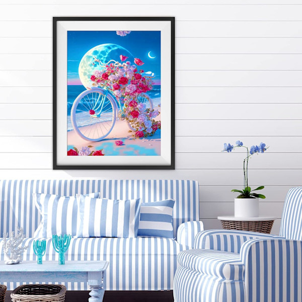 1 kpl Pink Bicycle -timanttimaalaus aikuisille, 5D timanttimaalaus