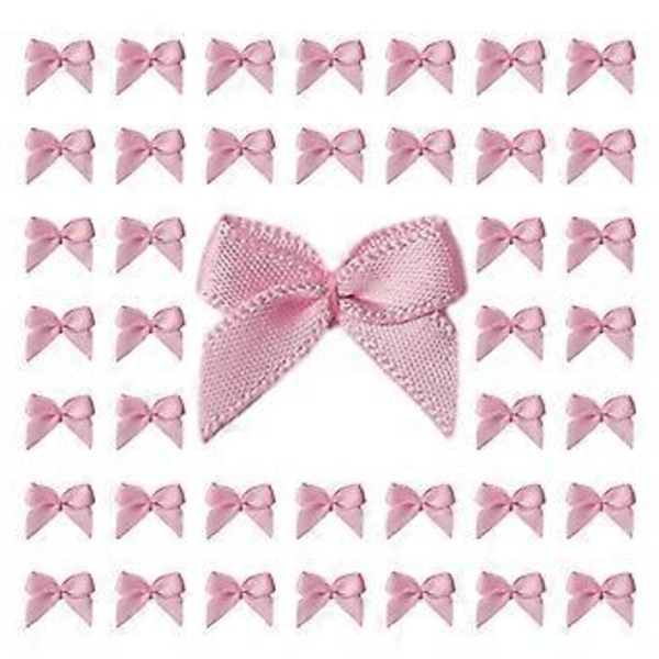 200 st Mini Rosetter Små Bandrosetter Rosettblommor Applikationer DIY Hantverk för Sömnad Scrapbooking Bröllop och Present Ljusrosa Light Pink