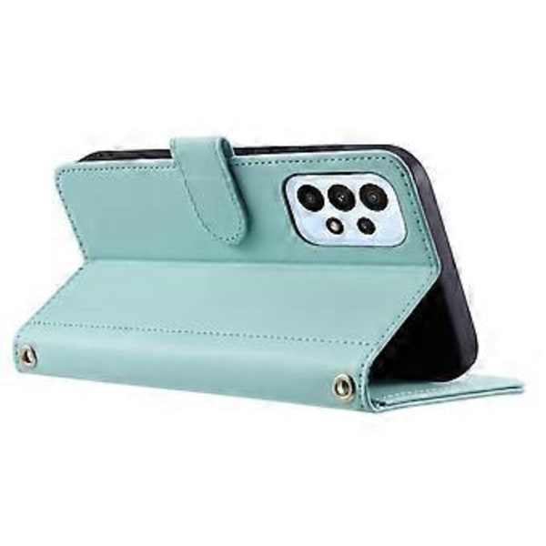 Mobilskal med Snöre för Samsung Galaxy A32 4G (EU Version) Rombmönstrat Läder Plånboksfodral Style D