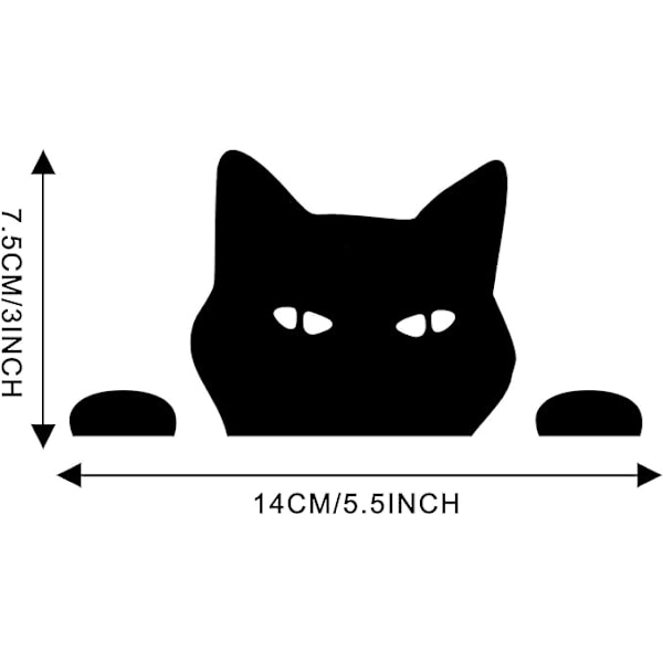 2 stk. 14 cm katteøye bilklistremerke (svart), tittende katt-vin