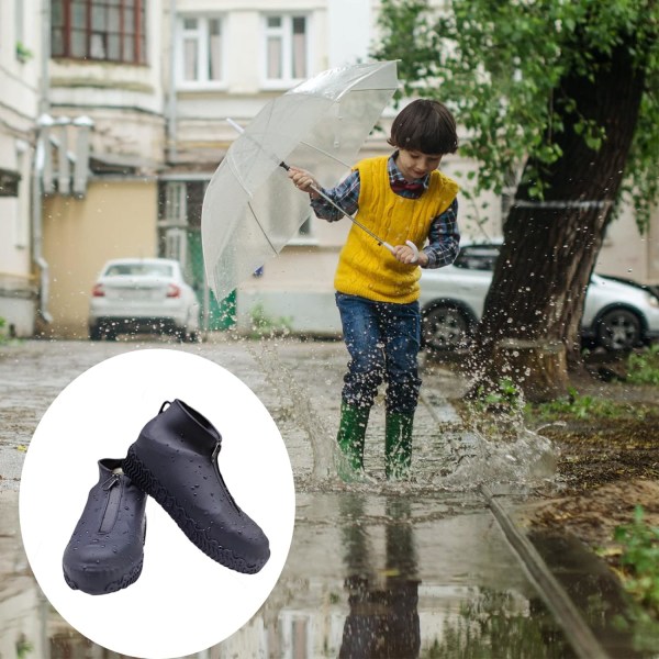 (Musta, L) Uudelleenkäytettävät kengänsuojat, 1 pari silikonista vedenpitävää kenkä Co.